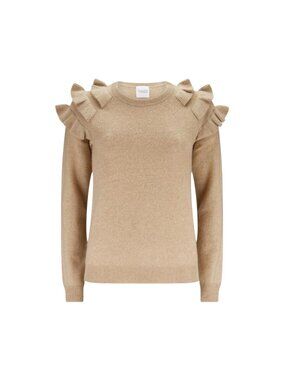 Madeleine Thompson Gemini Cashmere Sweater Womens Small Tan Brown Crew Neck Knit